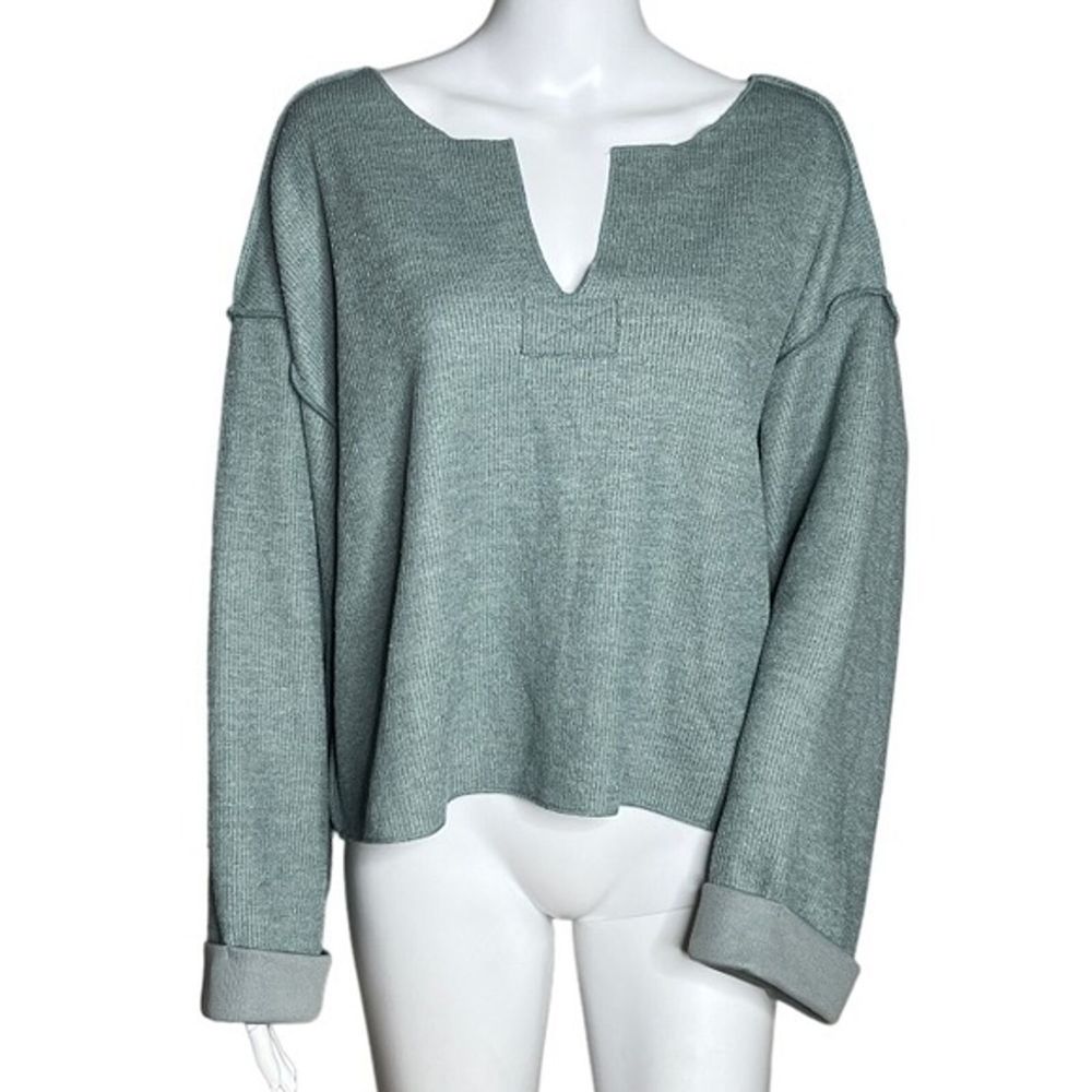 Urban Outfitters‎ Shirt Womens Small Green Cropped Boxy Top Oversized Lagenlook